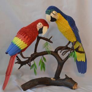 Composition "Parrots on a branch"